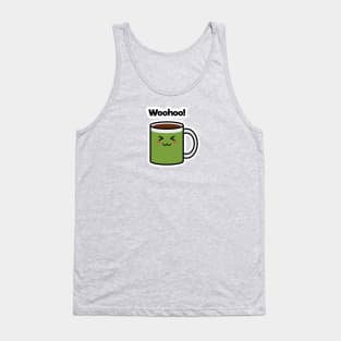 Woohoo! | Coffee | Charging | Low Battery | Cute Kawaii | Gray Tank Top